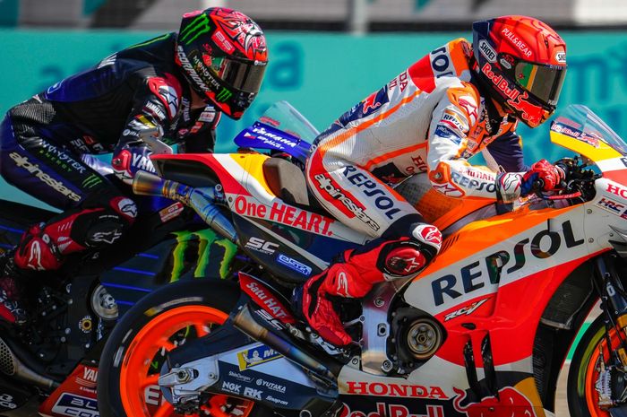 Usai crash dengan Marc Marquez di lap pertama MotoGP Aragon 2022, Fabio Quartararo jatuh lagi saat dibonceng marshal