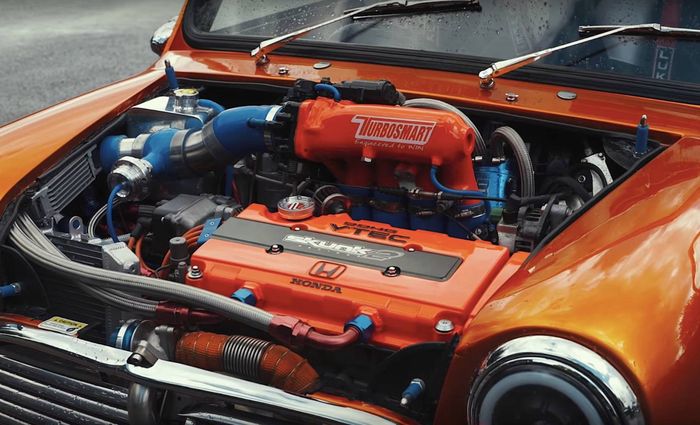 Pakai mesin Honda lengkap dengan turbocharger di MINI Cooper lawas