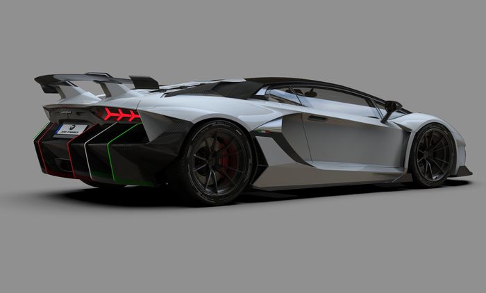 Tampilan belakang modifikasi Lamborghini Aventador garapan Duke Dynamics