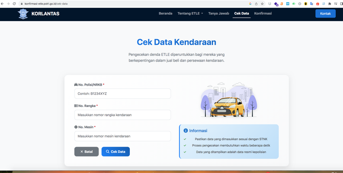 Cara cek tilang elektronik secara online melalui aplikasi.