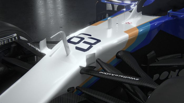 Nomor #63 masih akan tetap ada di mobil tim Williams, seperti pada mobil Williams FW43B untuk musim balap F1 2021 ini