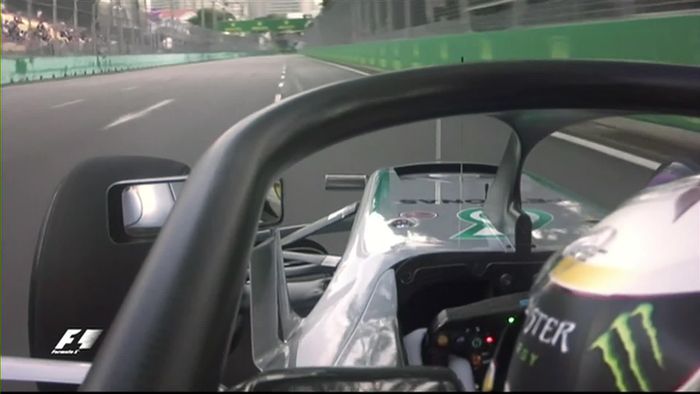 Begini penampakan dari kokpit mobil F1 yang dipasang Halo, peranti pelindung kepala pembalap