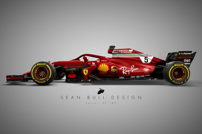 Sean Bull Design memperkirakan bentuk mobil F1 Ferrari untuk 2018