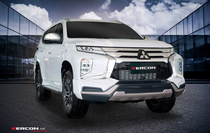 Tampilan depan Mitsubishi Pajero Sport facelift dengan body kit Zercon