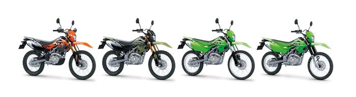Dari kiri ke kanan, Kawasaki KLX150 SE+, KLX150 SE, KLX150, dan KLX150 S