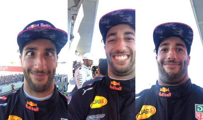 Potongan video slefie Daniel Ricciardo di Instagram Story Lewis Hamilton