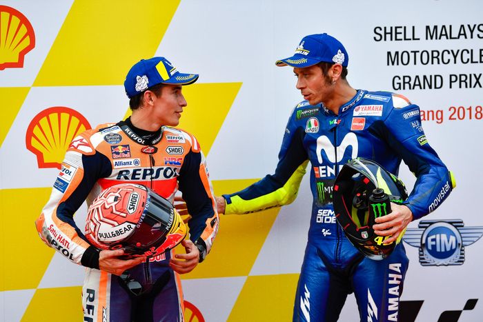 Marc Marquez salut dengan Semangat  Valetino Rossi meski tak lagi muda