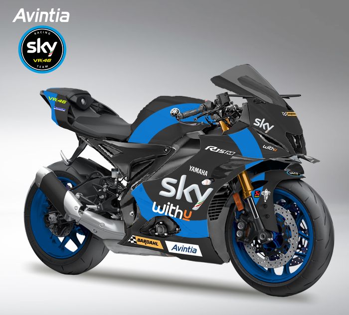 Yamaha R15M pakai kaki-kaki R7 dengan livery SKY MotoGP