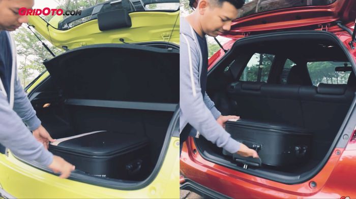 Akomodasi untuk barang Yaris lebih luas dibanding Jazz 