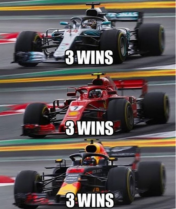 Tiga tim ini masing-masing mencetak tiga kemenangan dalam sembilan balapan pertama F1 2018