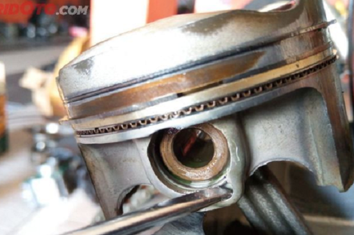 Ring piston cacing tampak berbentuk gelombang