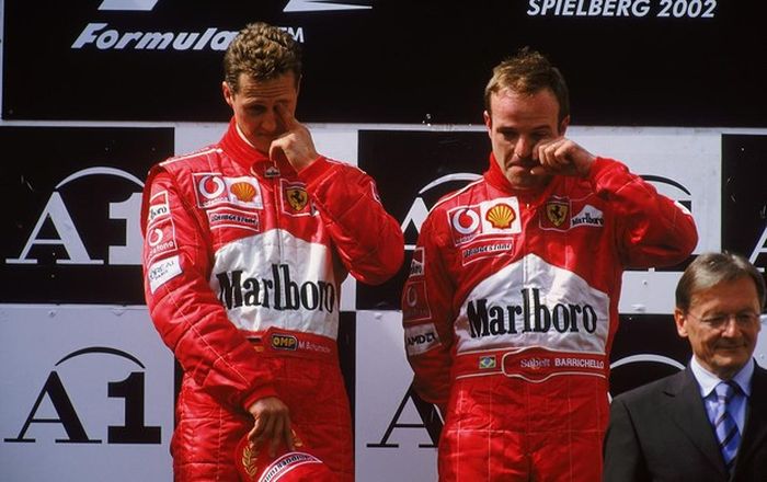 Michael Schumacher dan Rubens Barrichello di Austria 2002
