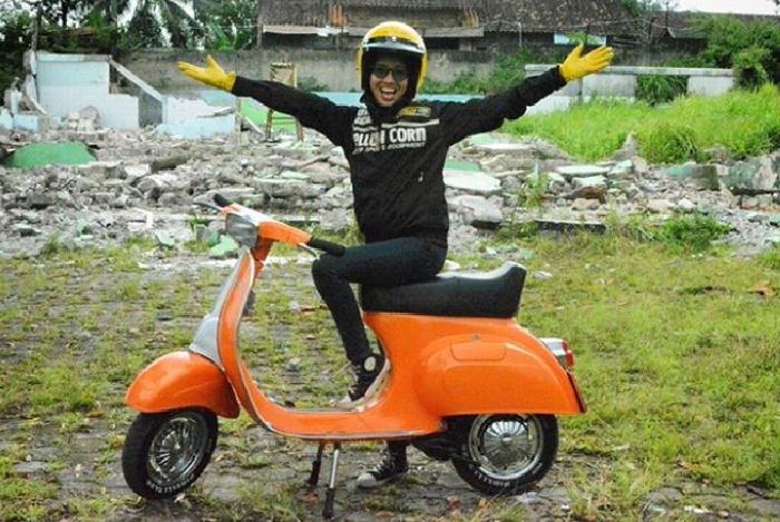 Wawa, lady biker saat riding ke Cianjur