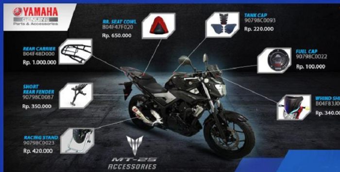 Aksesoris resmi yamaha mt-25