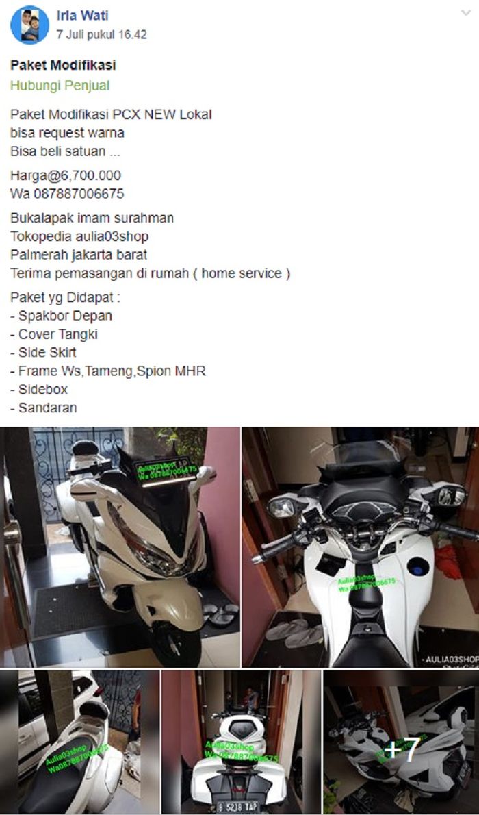 Paket modifikasi Honda PCX 150 bergaya Gold Wing.