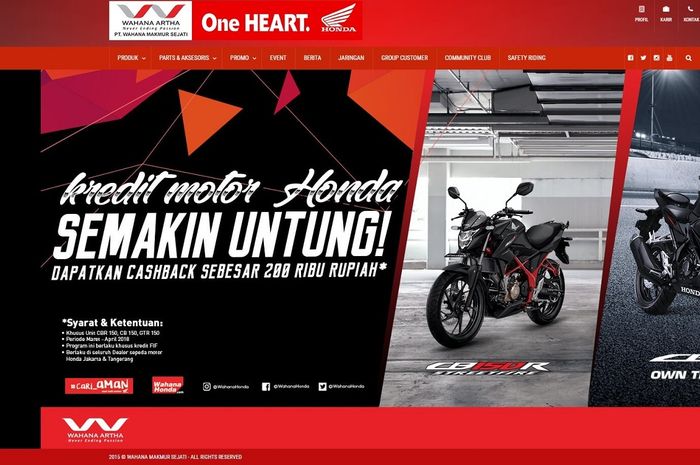Ada cash back untuk varian 150 cc Honda