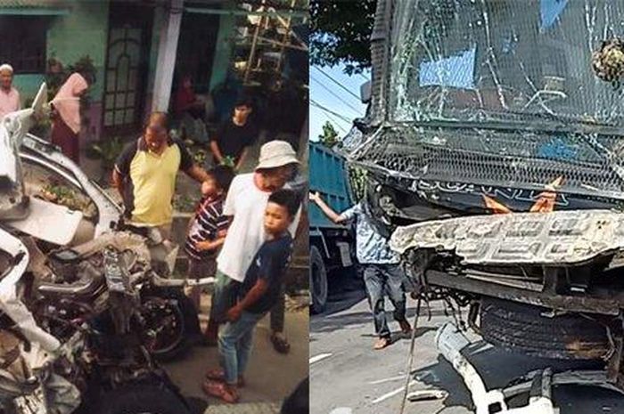 Kondisi kendaraan pasca tabrakan maut antara bus Sempati Star dengan Daihatsu Xenia