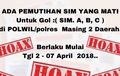 Heboh Diberitakan di Media Sosial Tentang Pemutihan SIM, Polisi : Itu Hoax!