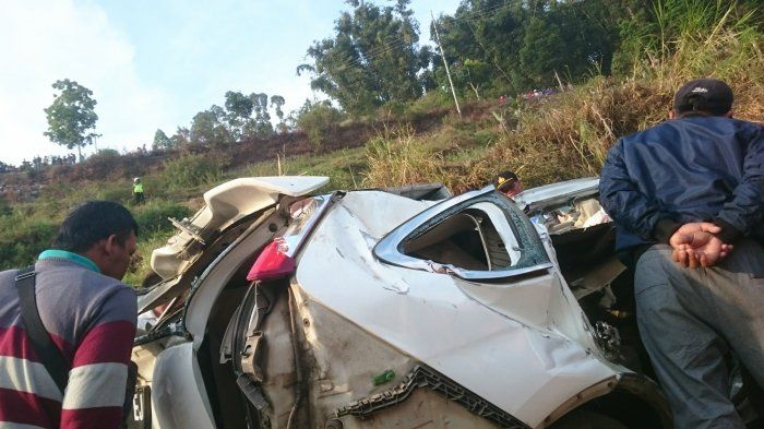 Kondisi Honda CR-V yang terjun ke jurang. Satu tewas
