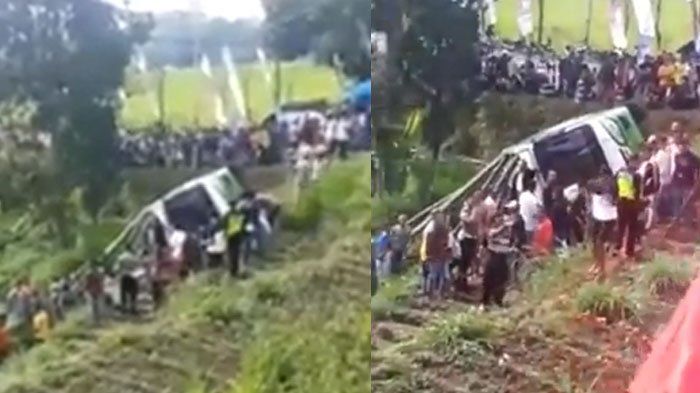 Proses evakuasi Honda CR-V terjun ke jurang