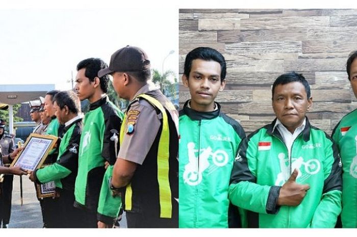 Tiga driver GO-JEK asal Surabaya, Jawa Timur mendapatkan piagam penghargaan atas aksi heroiknya