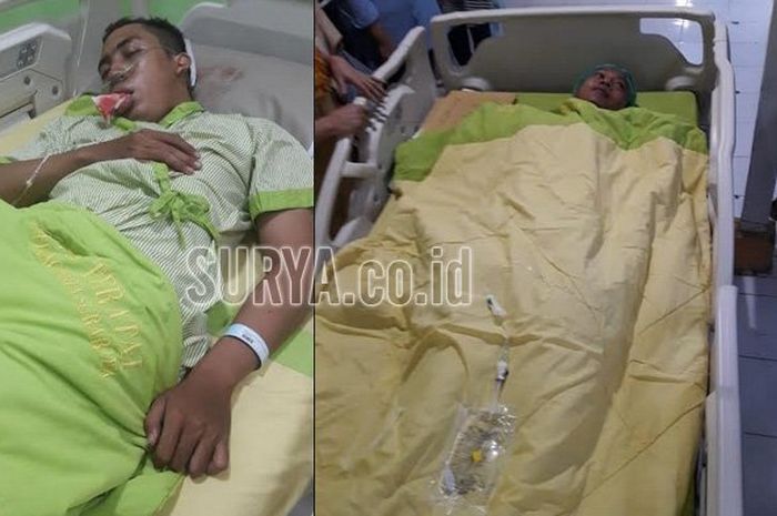 Kondisi Bripka Rendra pascaoperasi pengangkatan serpihan bom bunuh diri yang mengenai tubuhnya di Polrestabes Surabaya, Senin (14/5/2018).