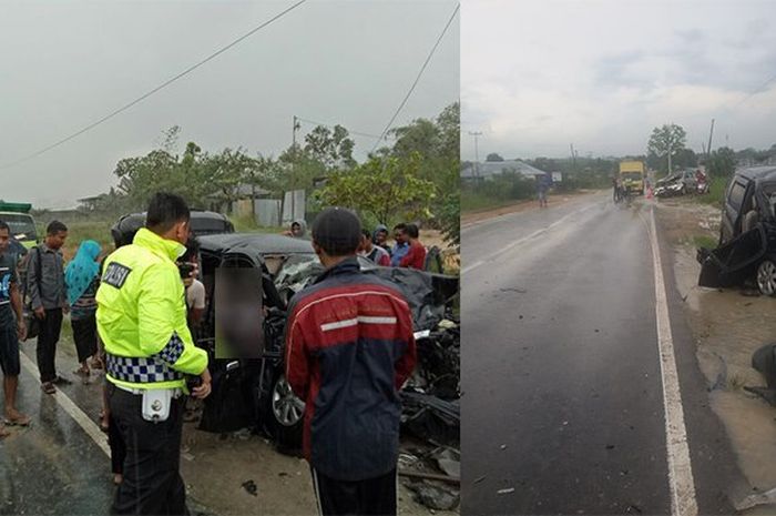 Kecelakaan nahas terjadi di Pekanbaru, Riau antara Toyota Hilux dengan Avanza,