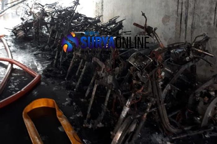 Kondisi 52 motor milik siswa SMKN 1 Wonokromo yang terbakar