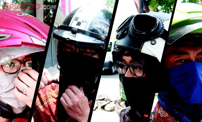 Ilustrasi pemakaian masker untuk riding