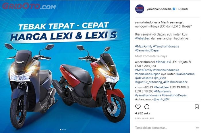 Tebak harga Yamaha Lexi dan Yamaha Lexi S di Instagram