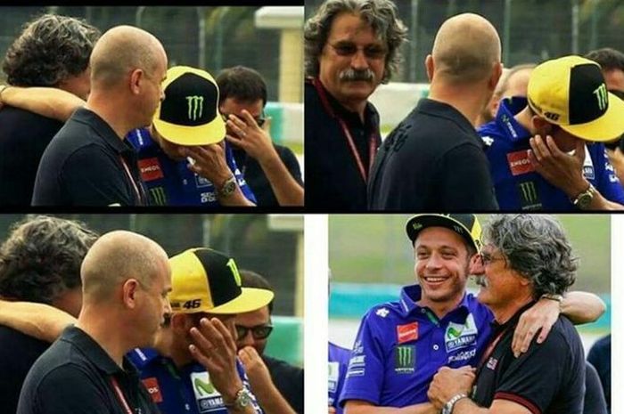 Rossi tertangkap menangis saat mengunjungi monumen Marco Simoncelli di Sirkuit Sepang, Malaysia.
