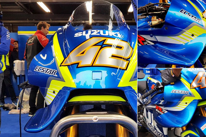 Paket aerodinamika 'kumis lele' pada Suzuki GSX-RR diklaim mengurangi wheelie saat berakselerasi