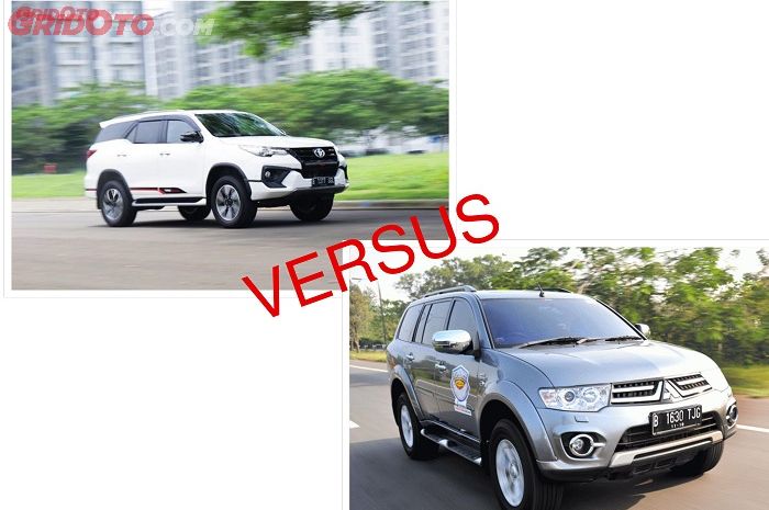 Ilustrasi adu balap Toyota Fortuner dengan Mitusbishi Pajero Sport