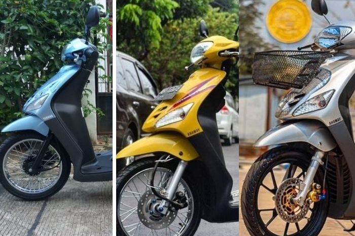 Kolase foto, tiga warna Yamaha Mio jadul yang mulai langka