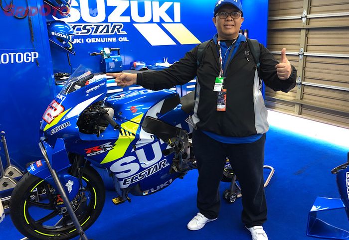 GridOto.com di garasi tim Suzuki Ecstar pada MotoGP Jepang 2019