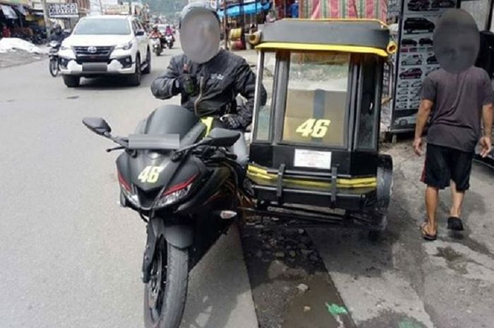 Pemilik Yamaha R15 tega bikin motornya jadi bentor (becak motor) di Aceh.