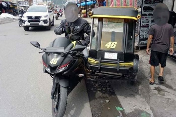 Pemilik Yamaha R15 tega bikin motornya jadi bentor (becak motor) di Aceh.
