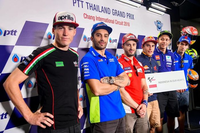 Pembalap MotoGP peduli korban bencana alam Sulawesi Tengah di MotoGP Thailand, (4/10/2018)