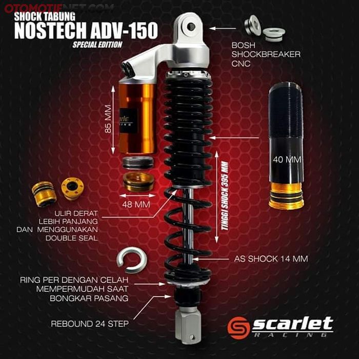 Sokbreker Scarlet Racing buat Honda ADV150