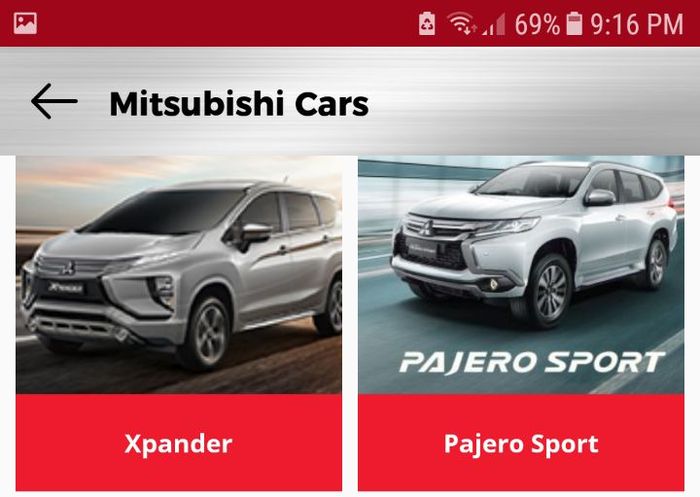 Informasi berbagai produk di Aplikasi My Mitsubishi Motors ID