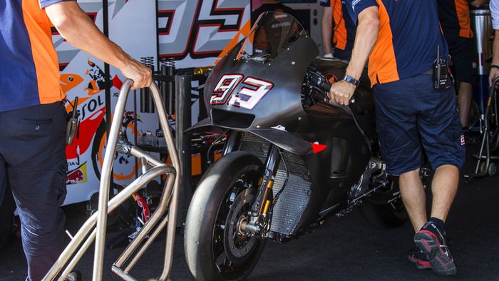 Motor tanpa livery Marc Marquez pada tes MotoGP di Ceko