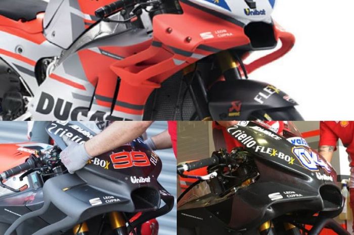 Desain aerofairing di Sepang (atas), desain aerofairing di Buriram (bawah)