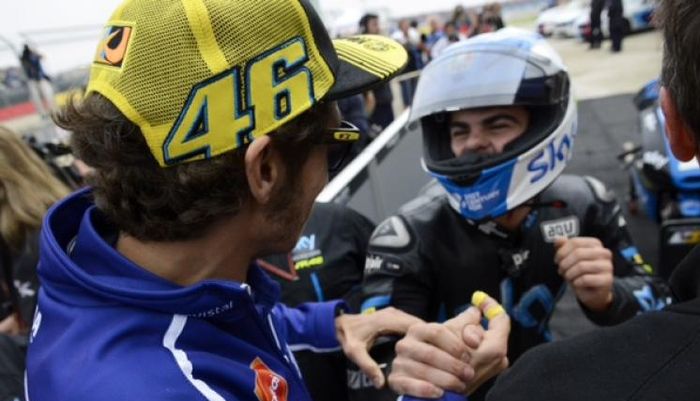 Valentino Rossi bersama Romano Fenati saat masih di SKY VR46 tahun 2014