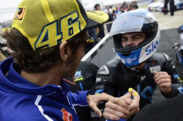 Valentino Rossi bersama Romano Fenati saat masih di SKY VR46 tahun 2014