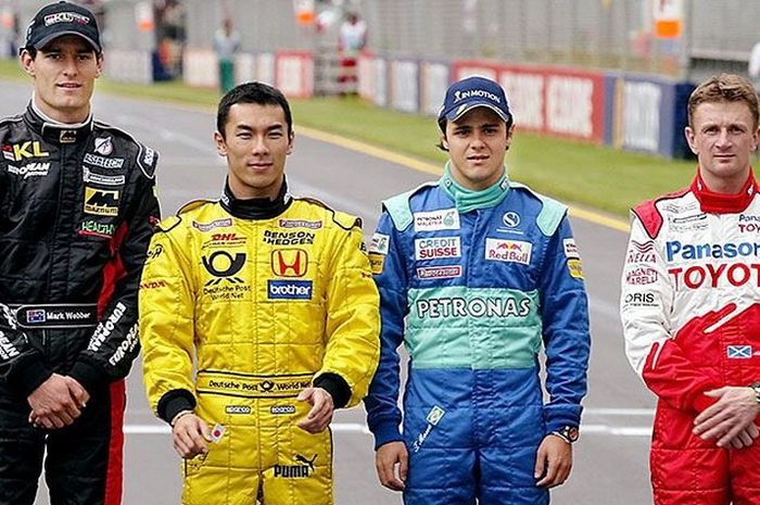 Rookie F1 2002, dari kiri ke kanan: Mark Webber, Takuma Sato, Felipe Massa, Alan McNish