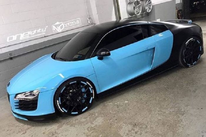 Audi R8 pakai body wraping Bugatti Vision GT