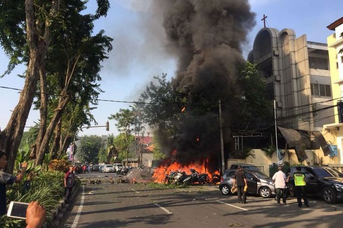 Salah satu gereja yang menjadi sasaran bom di Surabaya, Jawa Timur, Minggu (3/5/2018).