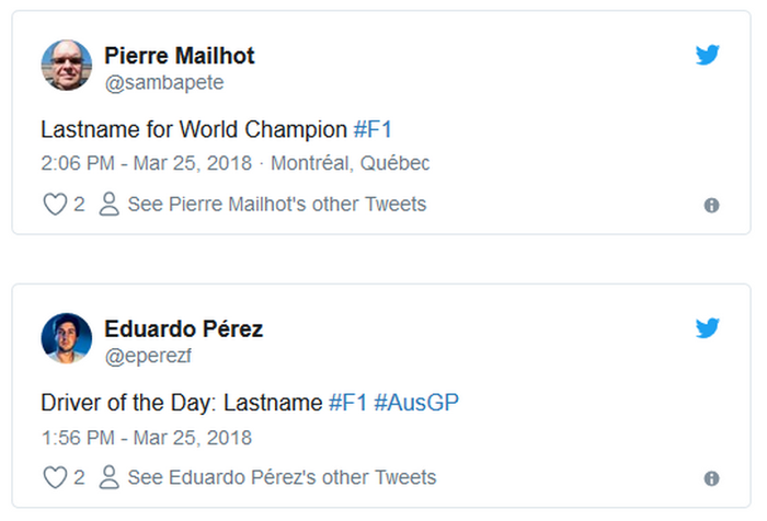 Lastname banyak disebut di media sosial saat balap F1 Australia 2018