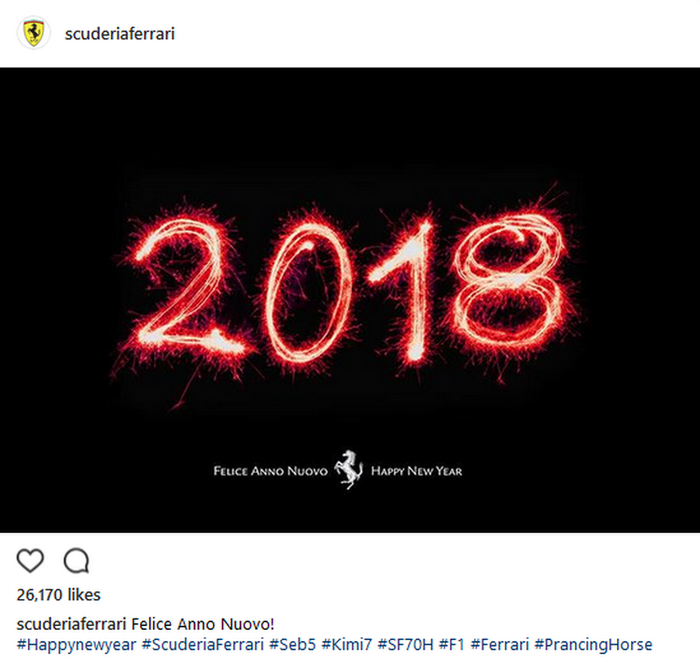 Begini ucapan selamat tahun baru 2018 dari tim Ferrari