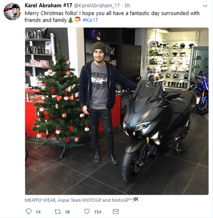Ucapan slamat Hari Natal dari Karel Abraham, pembalap tim Aspar